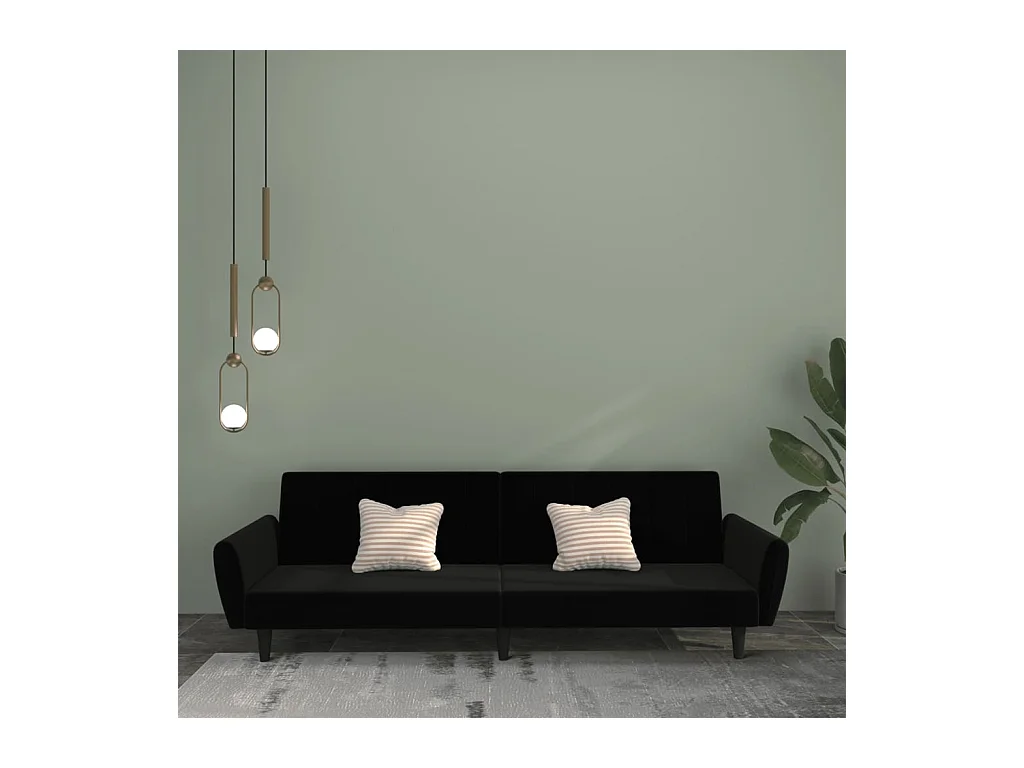 Sofá cama de 2 plazas terciopelo negro PWFG88539