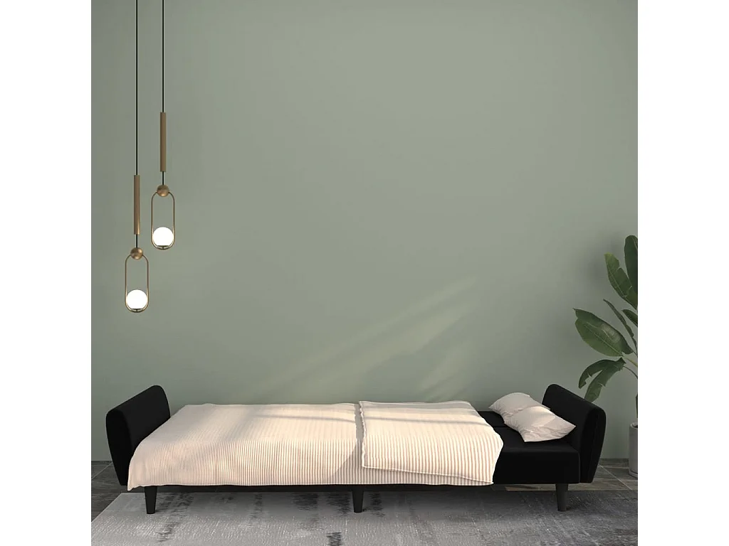 Sofá cama de 2 plazas terciopelo negro PWFG88539