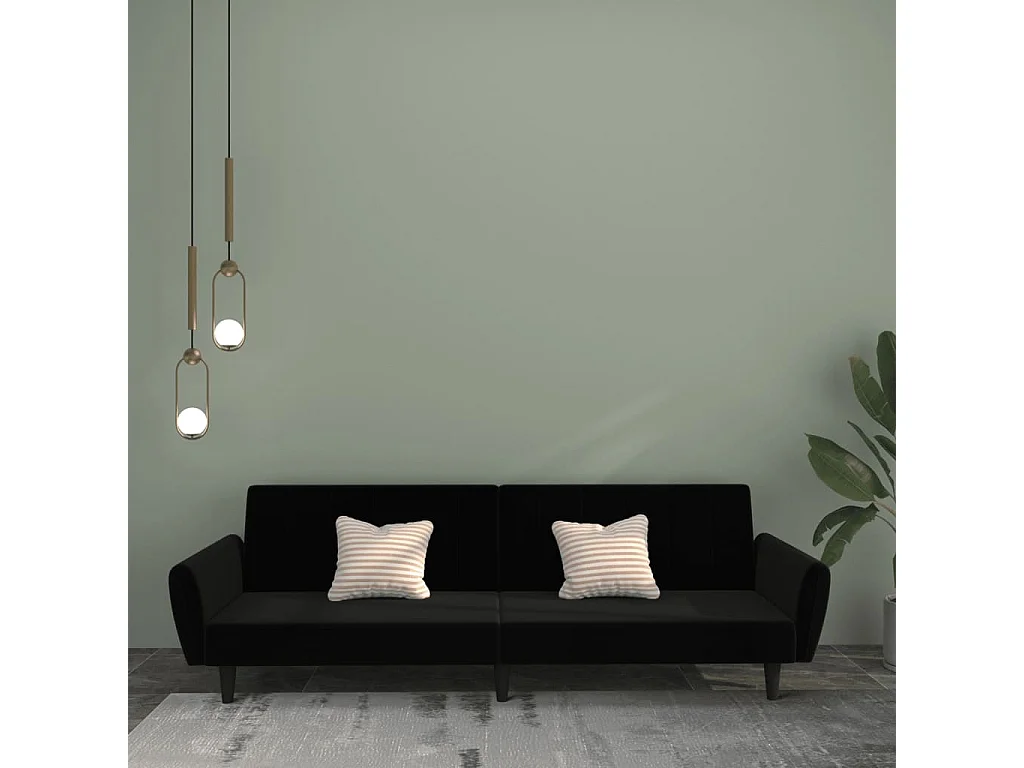 Canapé convertible 2 places noir velours REO83260