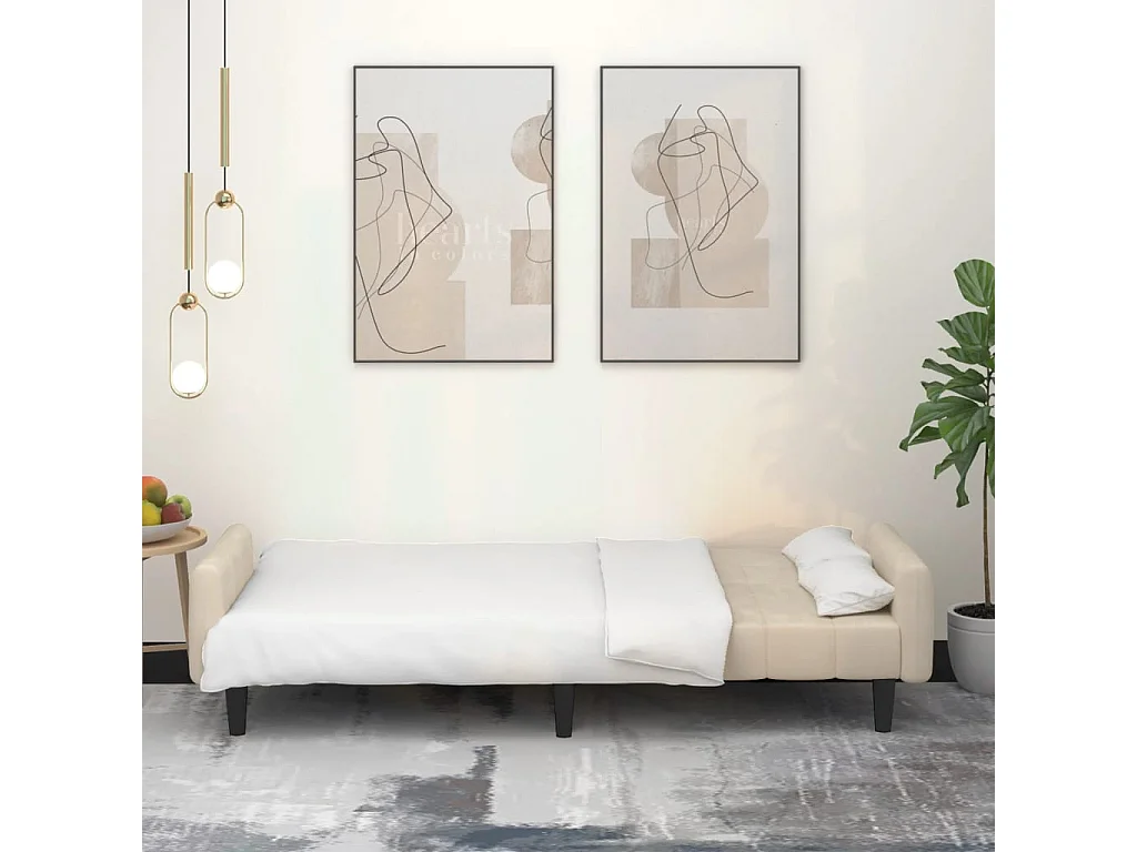 Sofá cama de 2 plazas terciopelo color crema PWFG76413