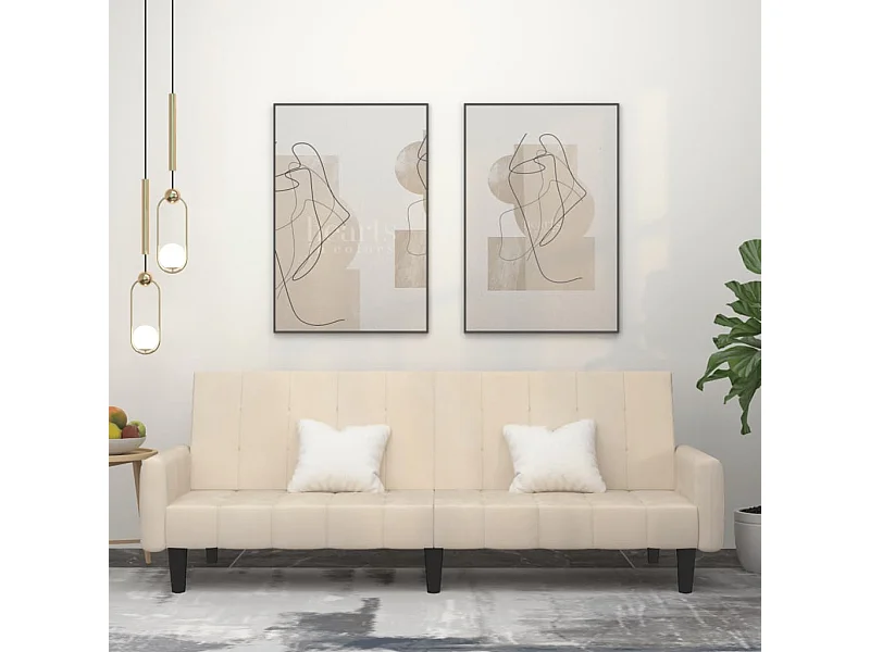 Sofá cama de 2 plazas terciopelo color crema PWFG76413