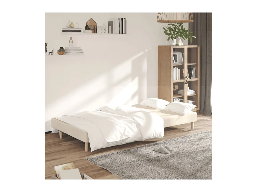 Sofá-cama de 2 lugares tecido cor creme PT525762