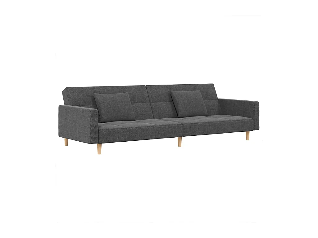 Canapé convertible à 2 places avec deux oreillers gris clair tissu REO96499