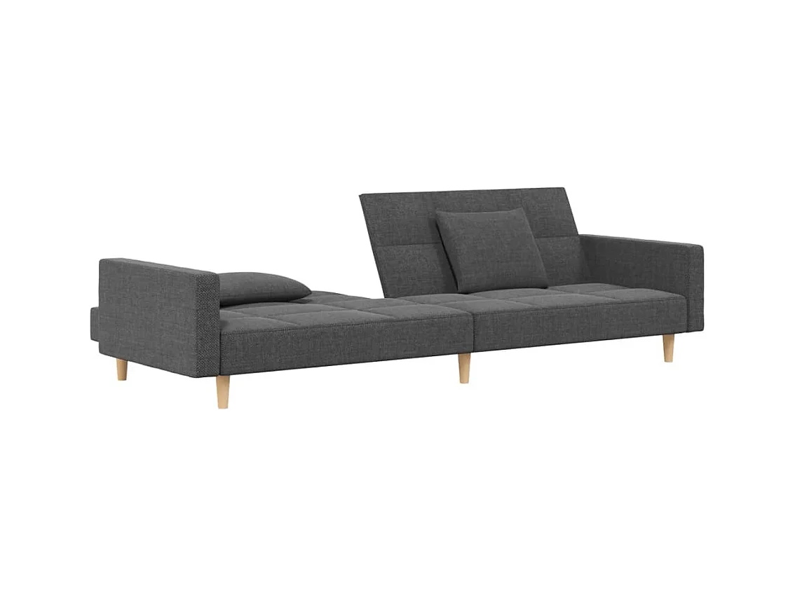 Canapé convertible à 2 places avec deux oreillers gris clair tissu REO96499