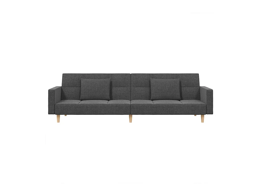 Canapé convertible à 2 places avec deux oreillers gris clair tissu REO96499