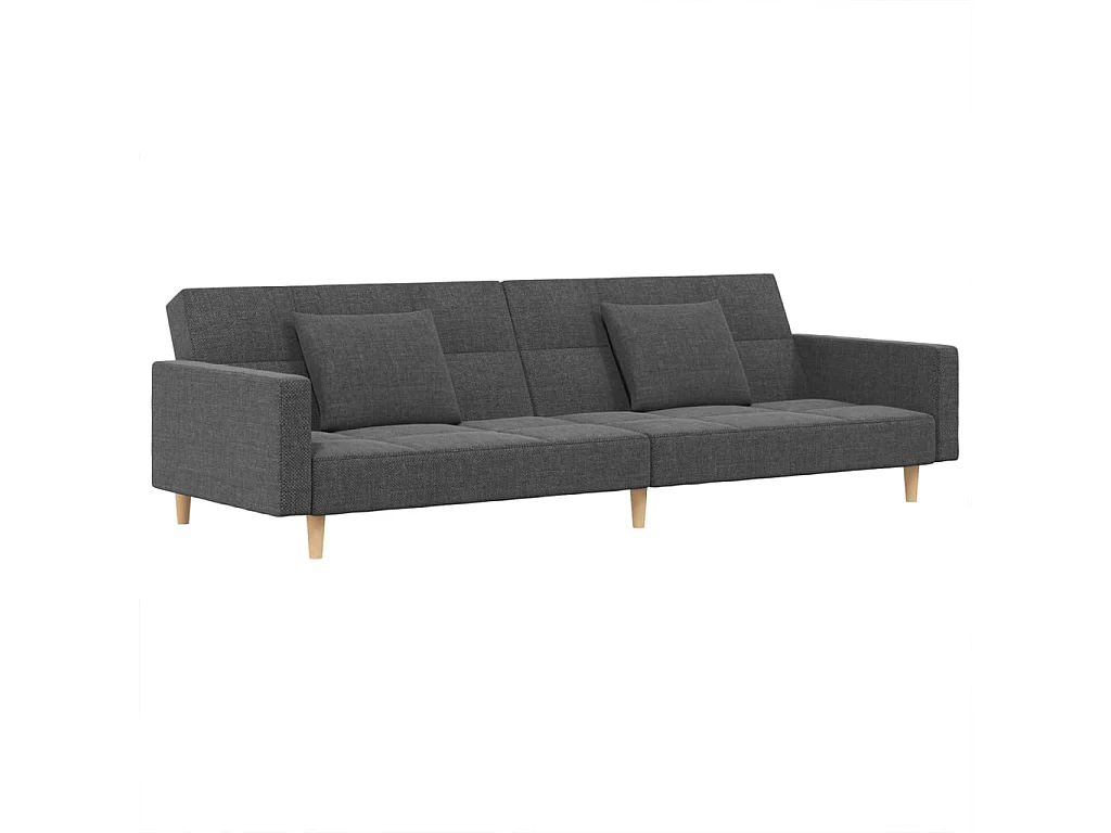 Canapé convertible à 2 places avec deux oreillers gris clair tissu REO96499