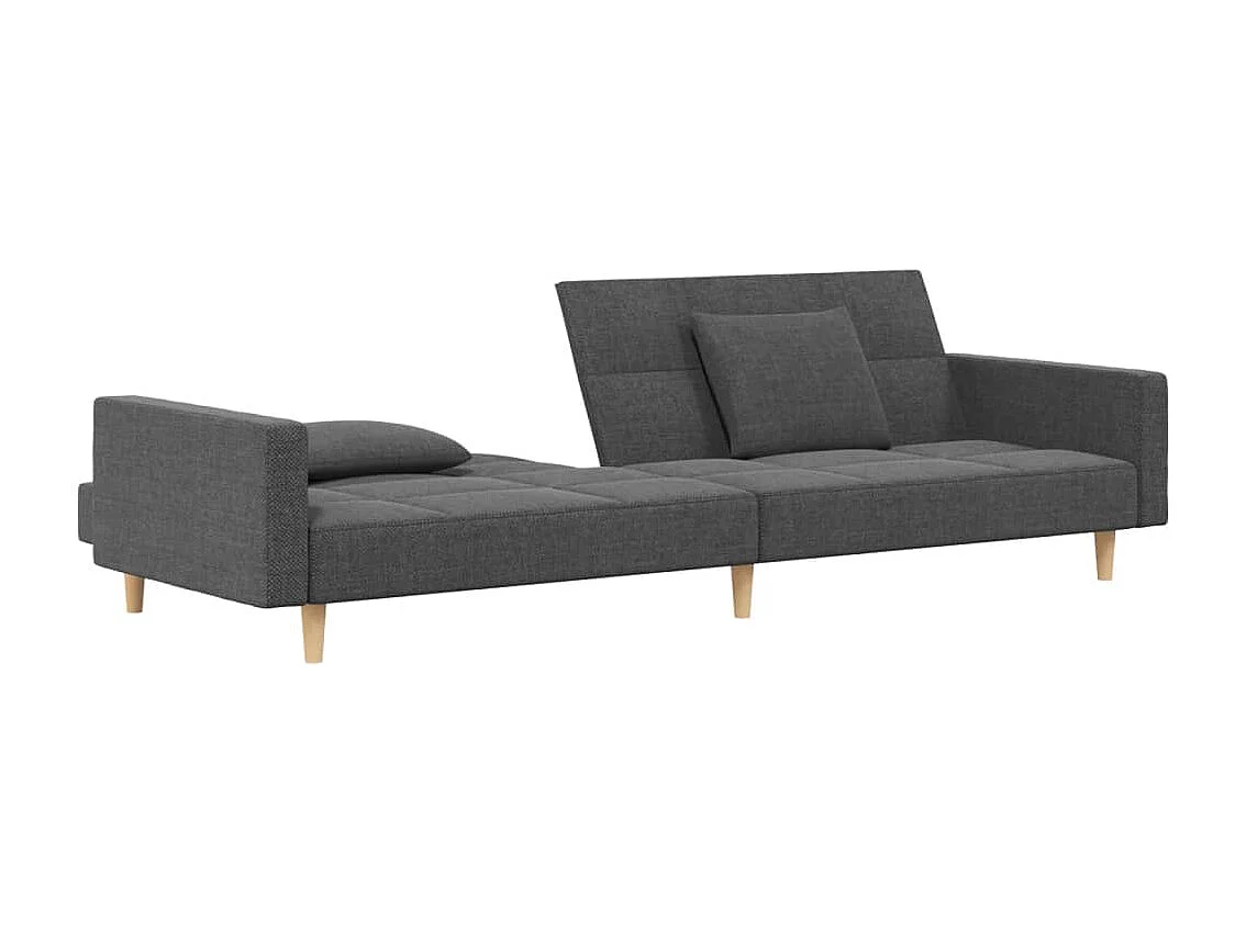 Canapé convertible à 2 places avec deux oreillers gris clair tissu REO96499