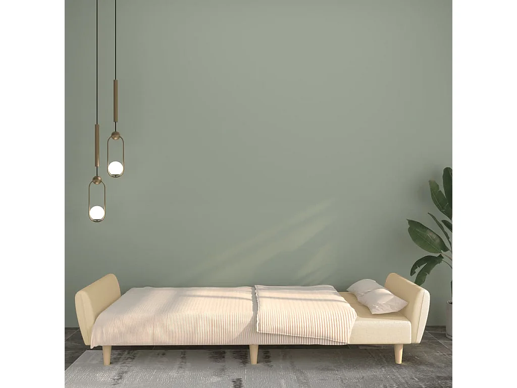 Canapé convertible à 2 places crème tissu REO23687