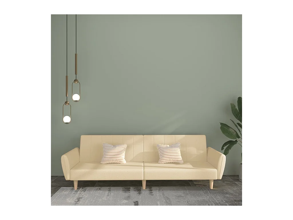 Canapé convertible à 2 places crème tissu REO23687