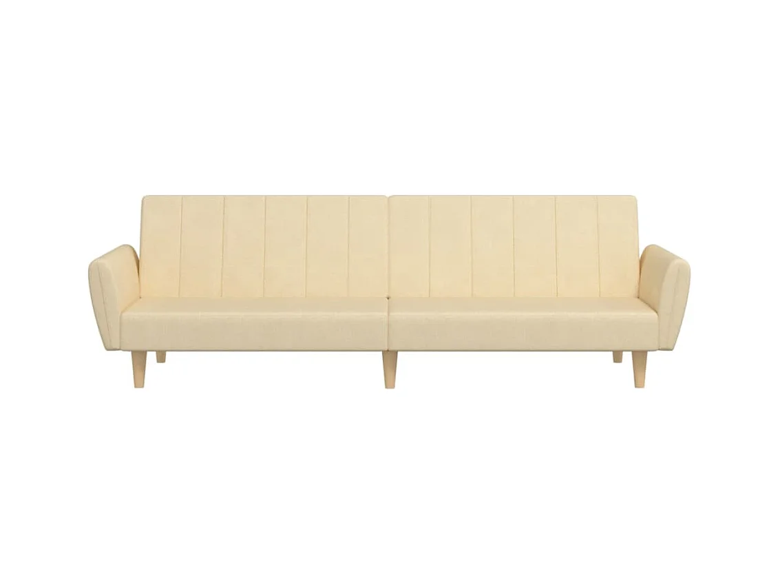 Sofá-cama de 2 lugares tecido cor creme PT797889