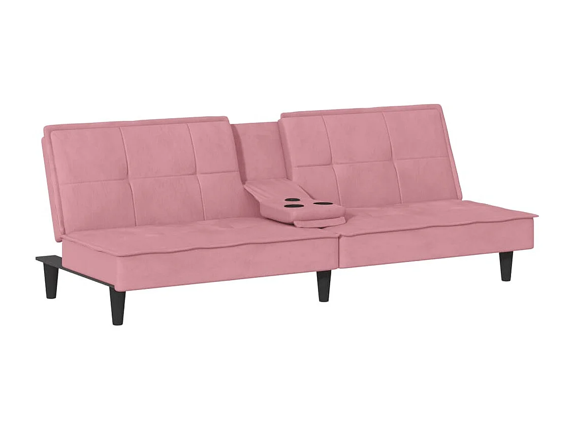 Canapé convertible avec porte-gobelets rose velours REO33275