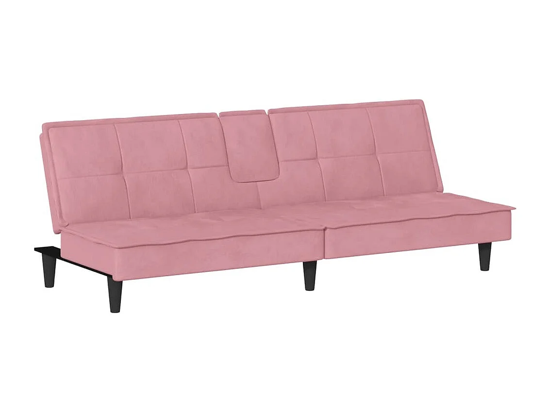 Canapé convertible avec porte-gobelets rose velours REO33275
