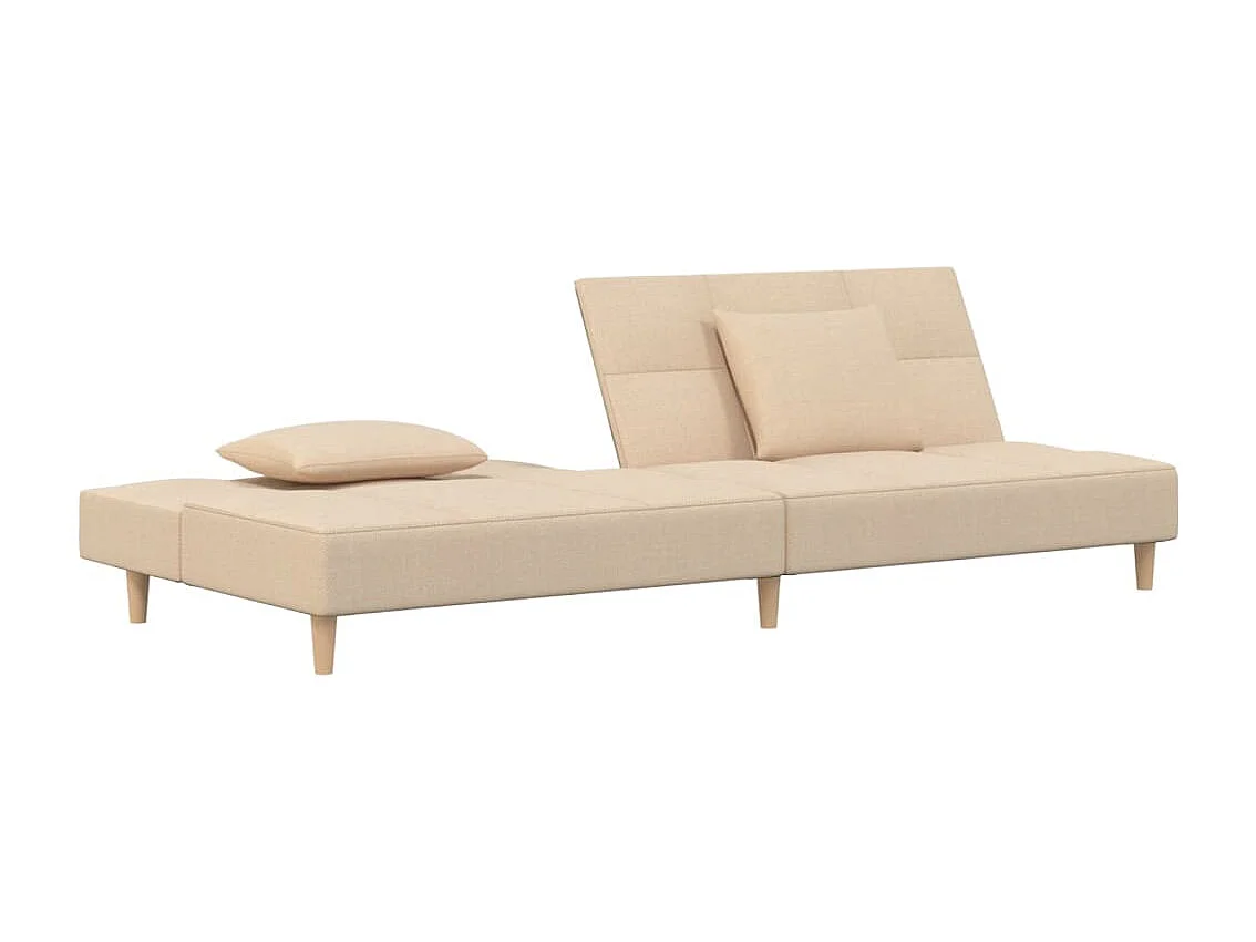 Canapé convertible à 2 places avec deux oreillers crème tissu REO13366