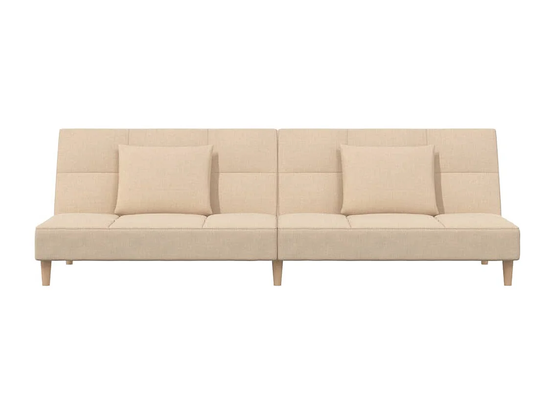 Canapé convertible à 2 places avec deux oreillers crème tissu REO13366