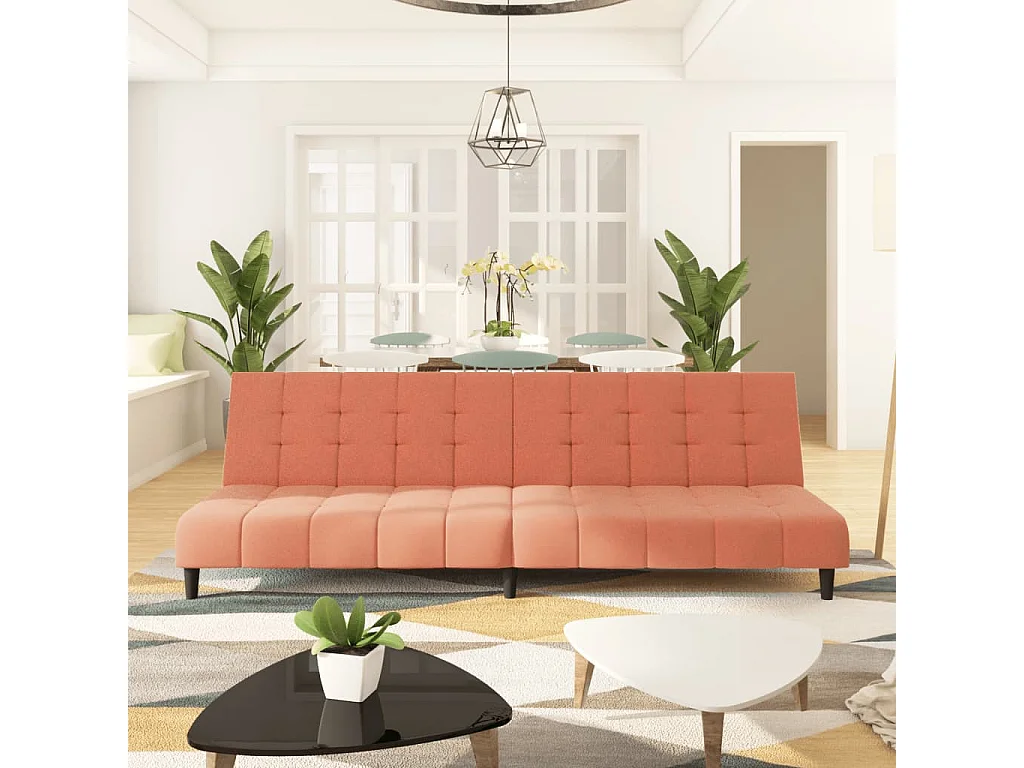 Sofá cama de 2 plazas terciopelo rosa PWFG87981