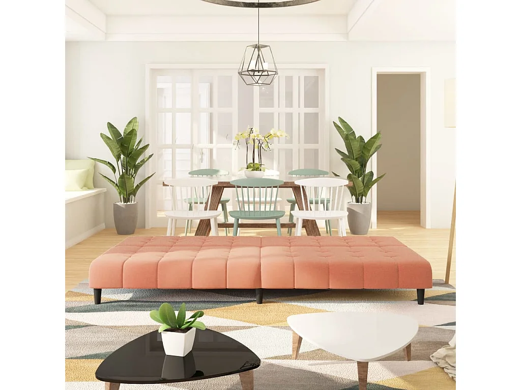 Sofá cama de 2 plazas terciopelo rosa PWFG87981