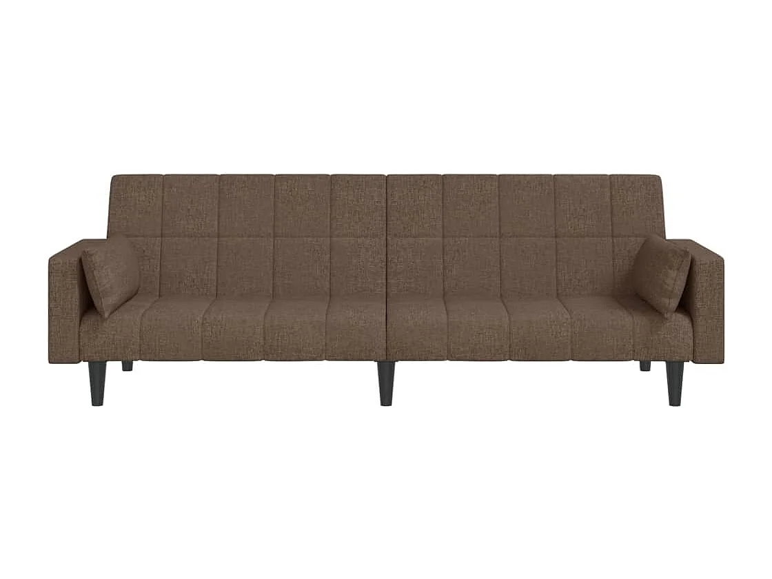 Canapé convertible à 2 places avec deux oreillers taupe tissu REO56517
