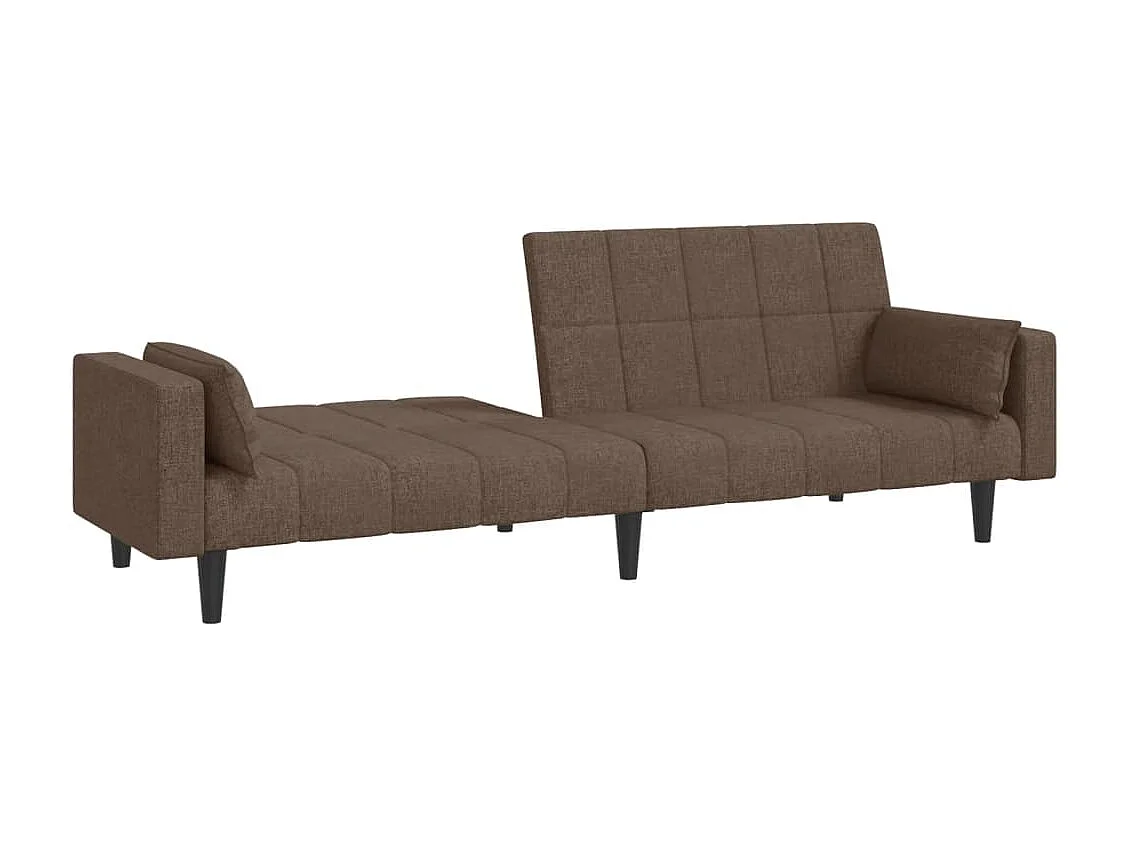 Canapé convertible à 2 places avec deux oreillers taupe tissu REO56517