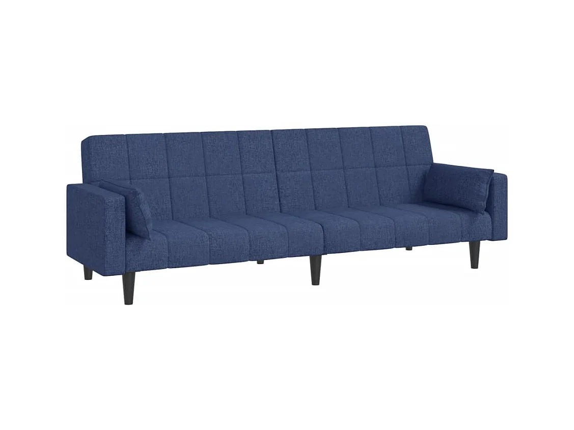 Canapé convertible à 2 places avec deux oreillers bleu tissu REO67042