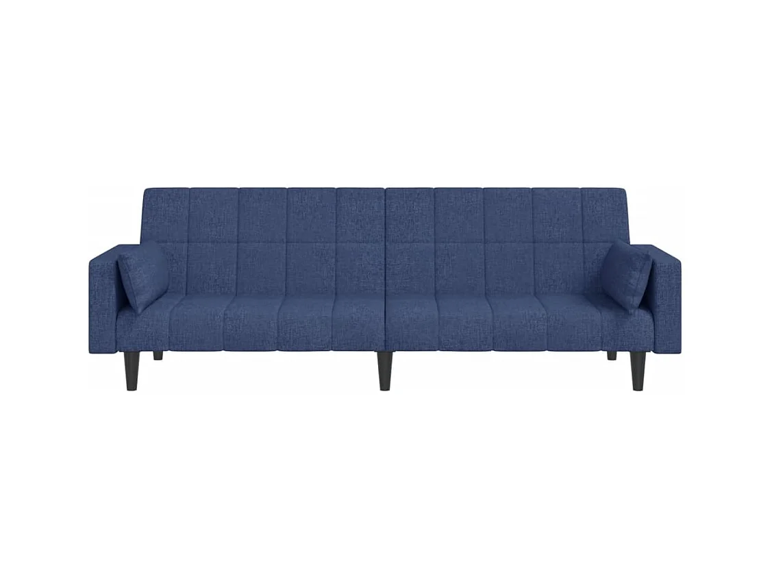 Canapé convertible à 2 places avec deux oreillers bleu tissu REO67042
