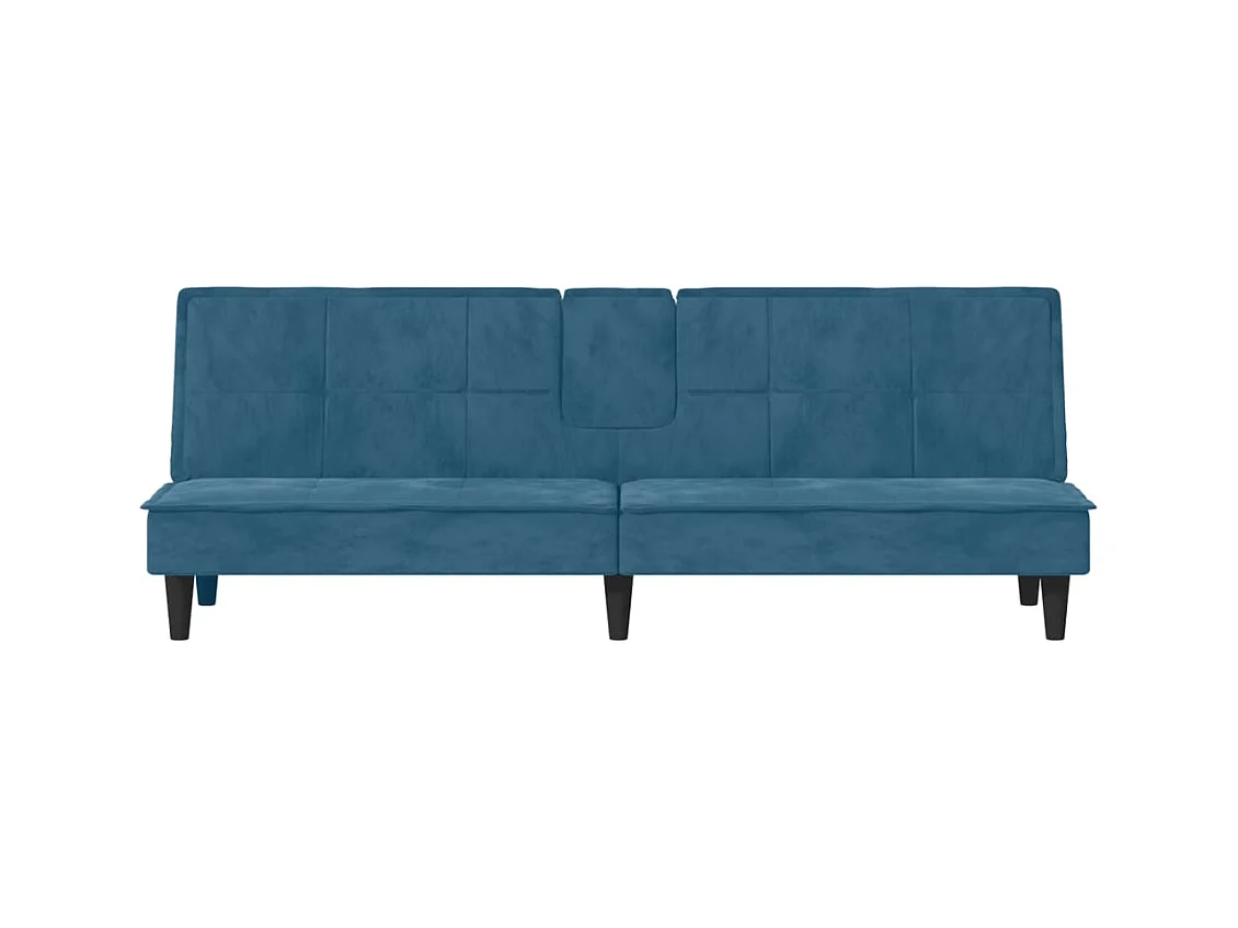 Sofá cama con portavasos terciopelo azul PWFG60310
