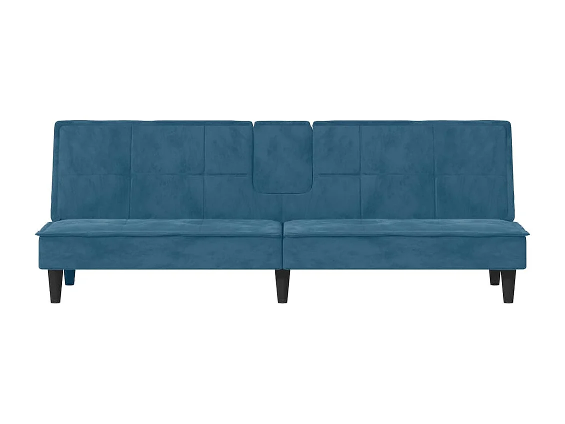 Sofá cama con portavasos terciopelo azul PWFG60310
