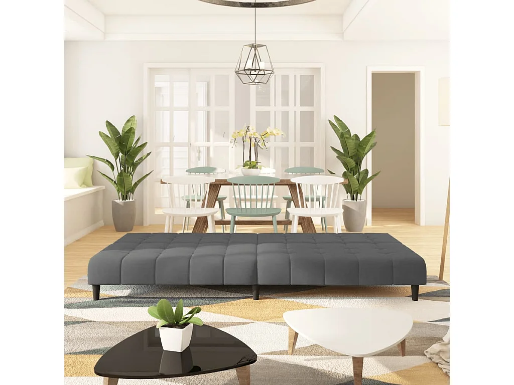 Sofá cama de 2 plazas terciopelo gris oscuro PWFG69224