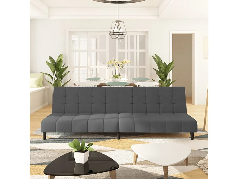 Canapé convertible à 2 places gris foncé velours REO93924