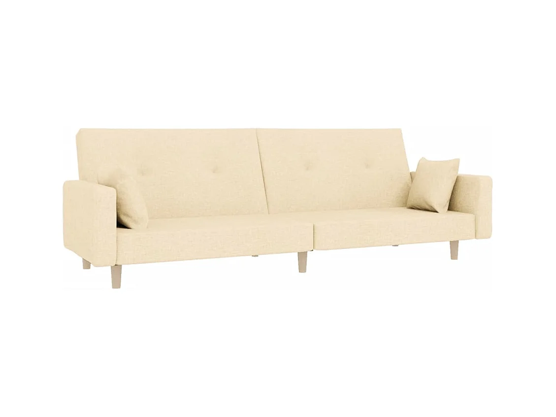 Sofá cama de 2 plazas con dos almohadas tela color crema PWFG88788