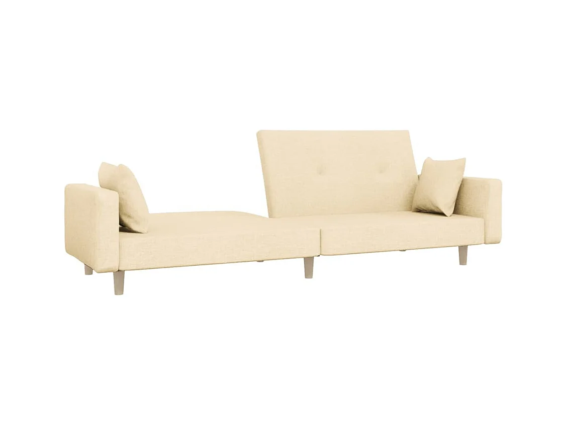 Sofá cama de 2 plazas con dos almohadas tela color crema PWFG88788