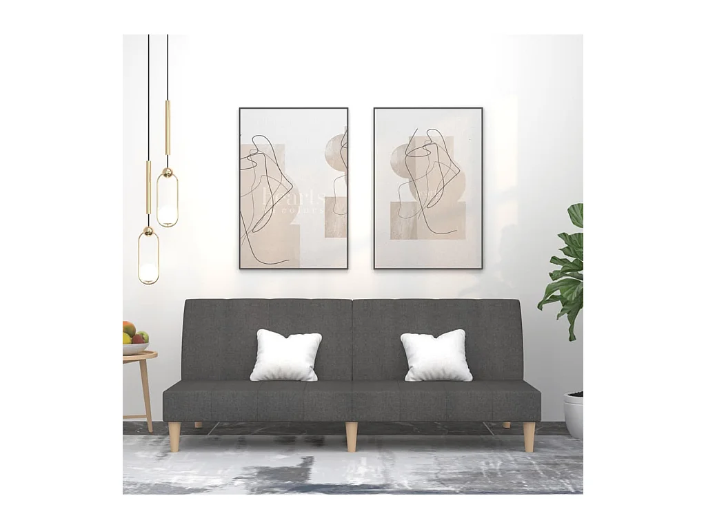 Canapé convertible à 2 places gris foncé tissu REO31423