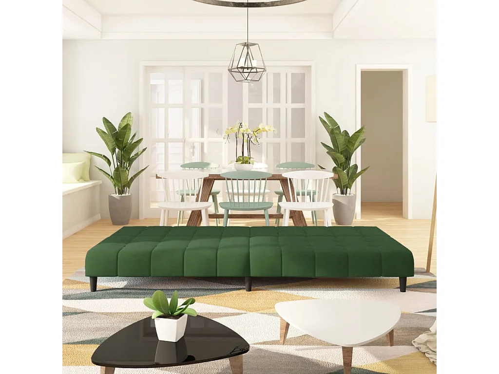 Sofá cama de 2 plazas terciopelo verde oscuro PWFG97207