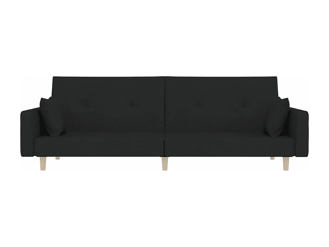 Canapé convertible à 2 places avec deux oreillers noir tissu REO60976
