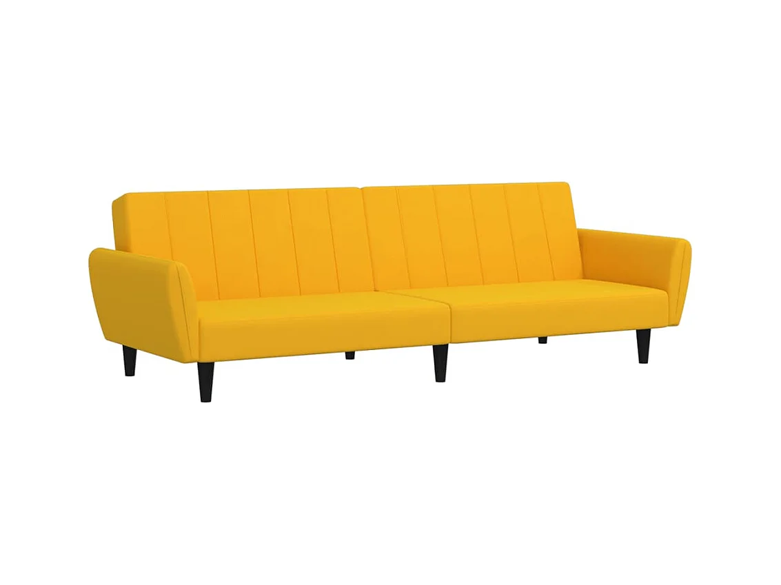 Canapé convertible 2 places jaune velours REO29341