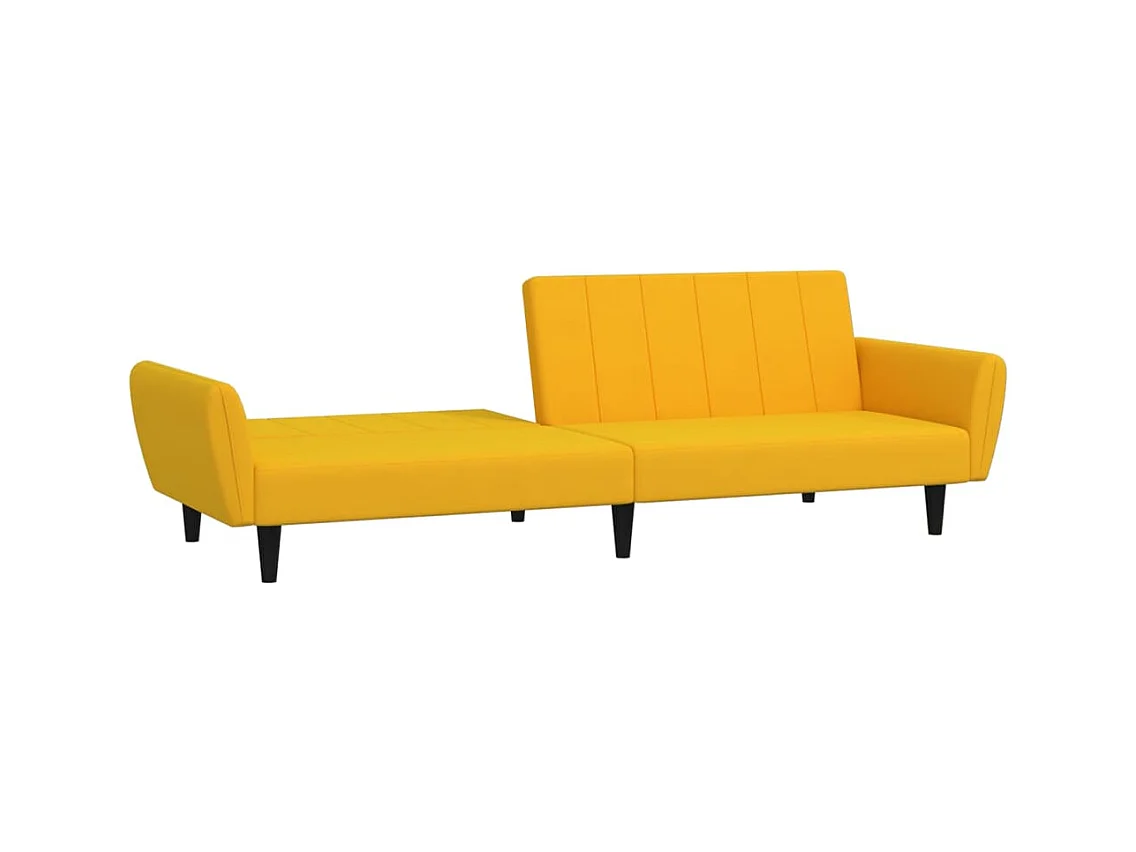 Canapé convertible 2 places jaune velours REO29341