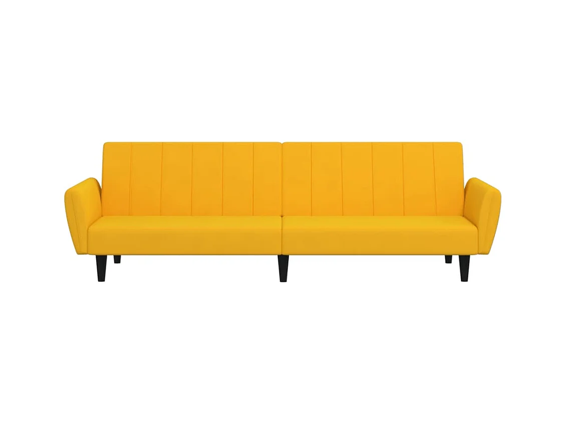 Canapé convertible 2 places jaune velours REO29341