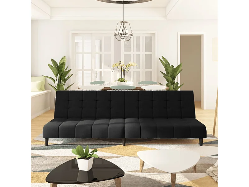 Sofá-cama de 2 lugares veludo preto PT125533