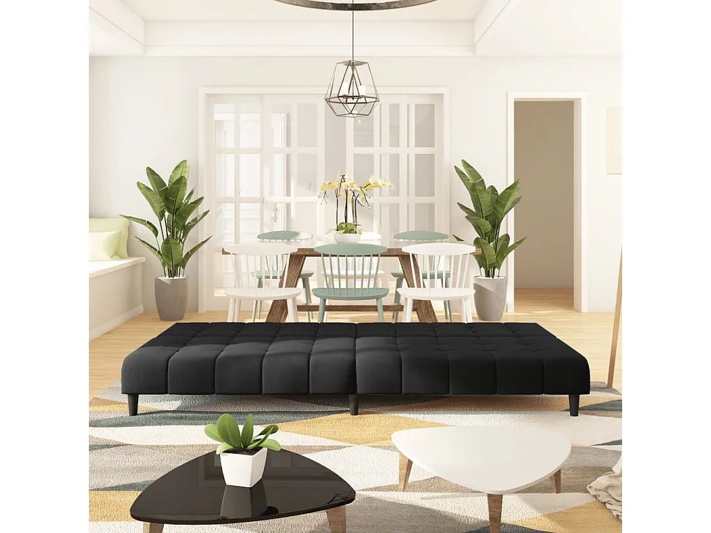 Sofá-cama de 2 lugares veludo preto PT125533