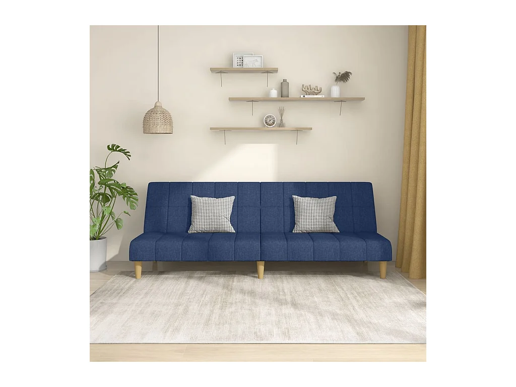 Canapé convertible à 2 places bleu tissu REO44662