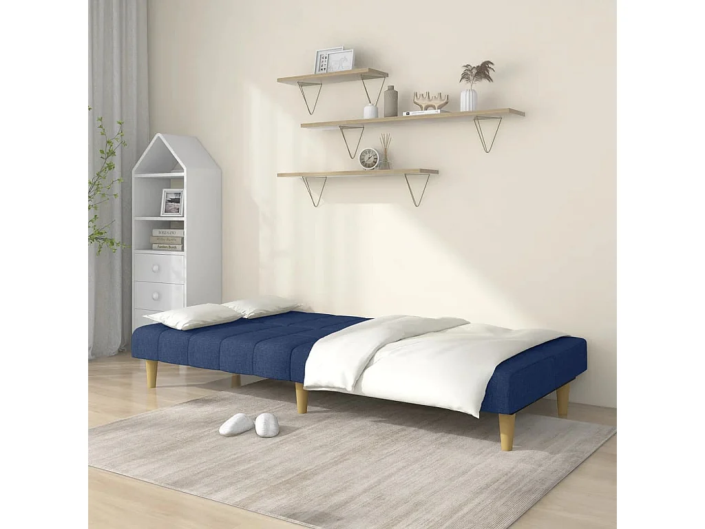 Canapé convertible à 2 places bleu tissu REO44662