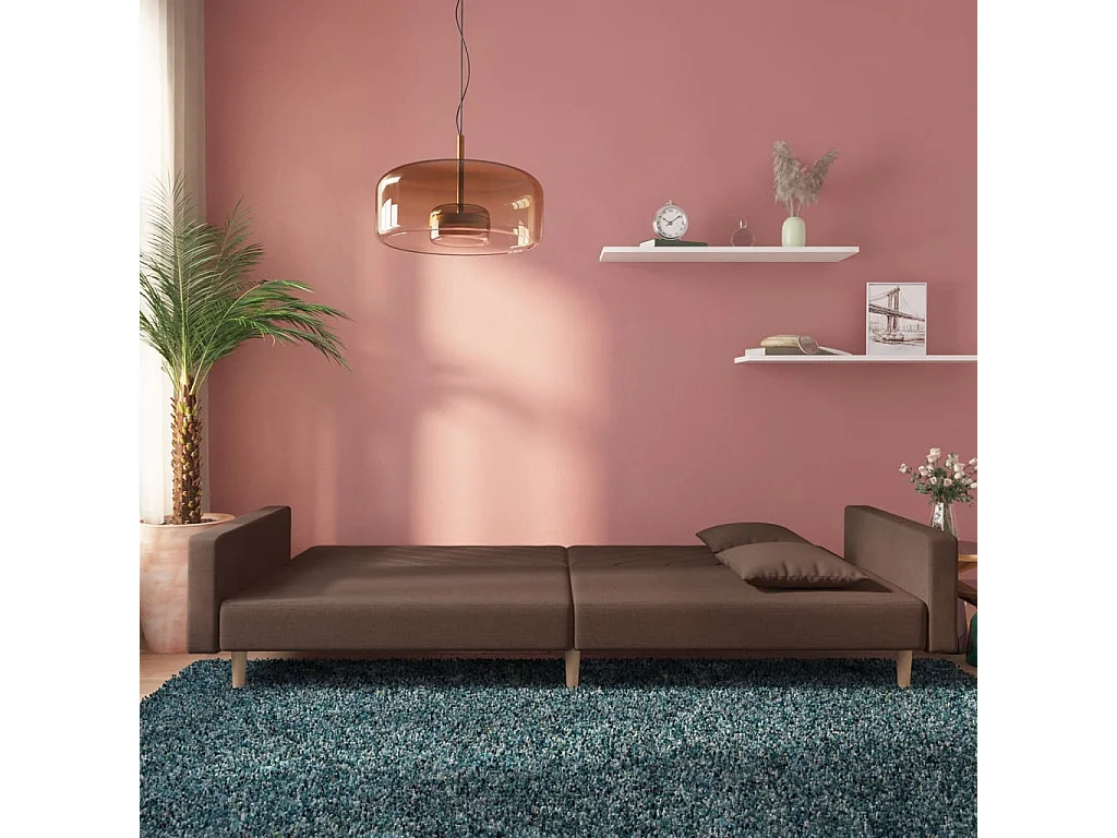 Slaapbank 2-zits met 2 kussens stof taupe NL143841