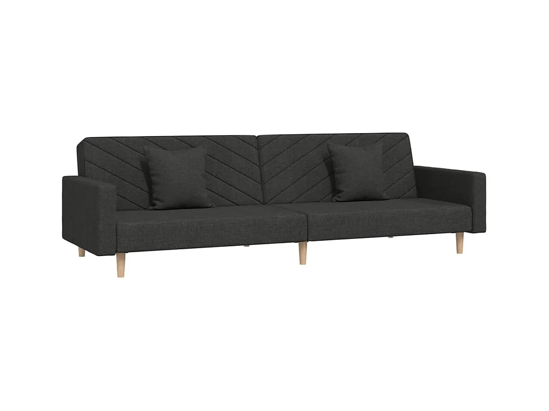 Canapé convertible à 2 places avec deux oreillers noir tissu REO51842