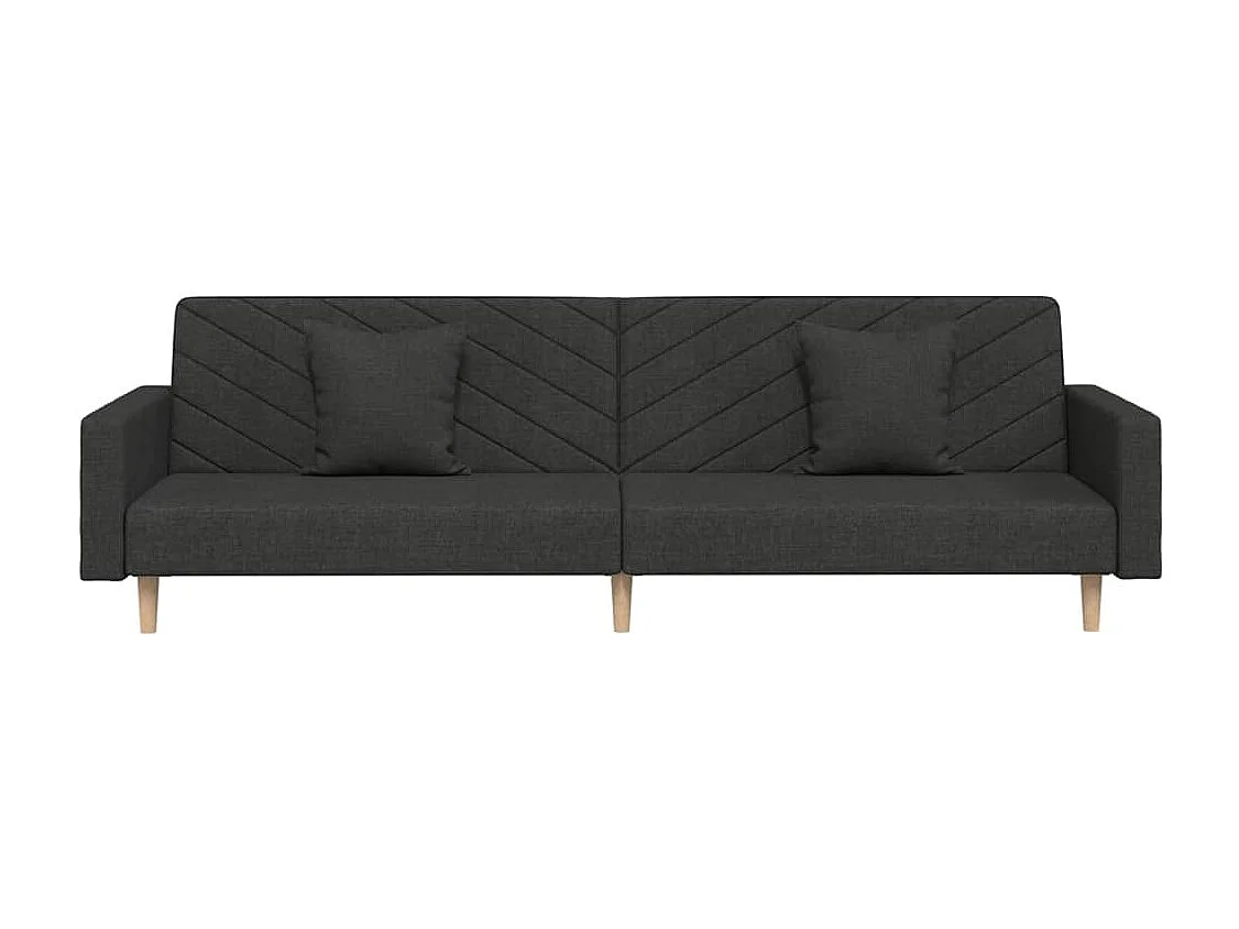 Canapé convertible à 2 places avec deux oreillers noir tissu REO51842
