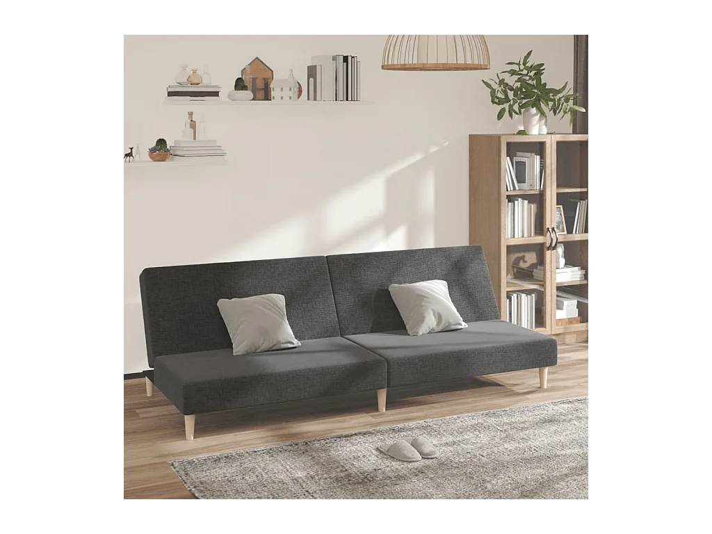 Canapé convertible à 2 places gris foncé tissu REO67600
