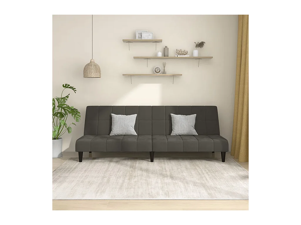 Sofá-cama de 2 lugares veludo cinzento-escuro PT175496