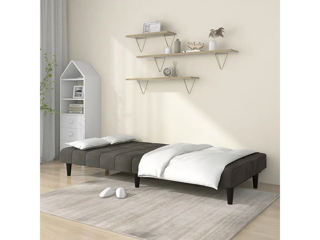 Sofá-cama de 2 lugares veludo cinzento-escuro PT175496