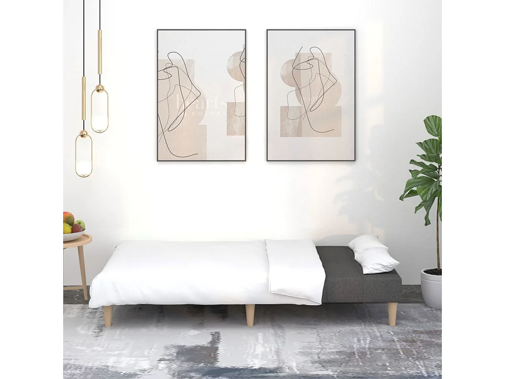 Canapé convertible à 2 places gris clair tissu REO23172