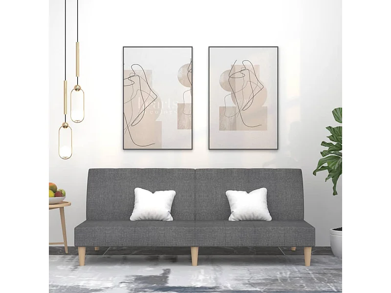 Canapé convertible à 2 places gris clair tissu REO23172