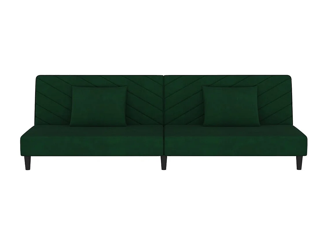 Sofá cama de 2 plazas con dos almohadas terciopelo verde oscuro PWFG19839