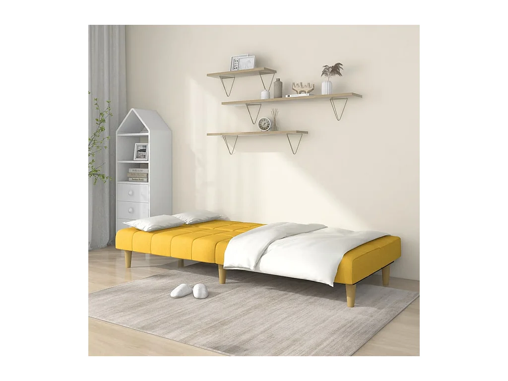 Canapé convertible à 2 places jaune tissu REO75821